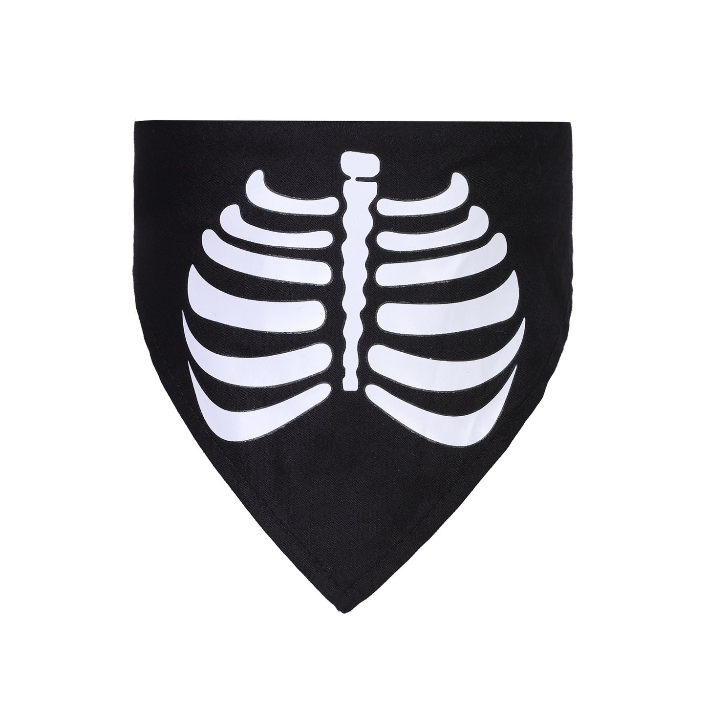 Large Dog Triangle Scarf: Halloween Ghost Festival Dog Bandana Black bones Accessories