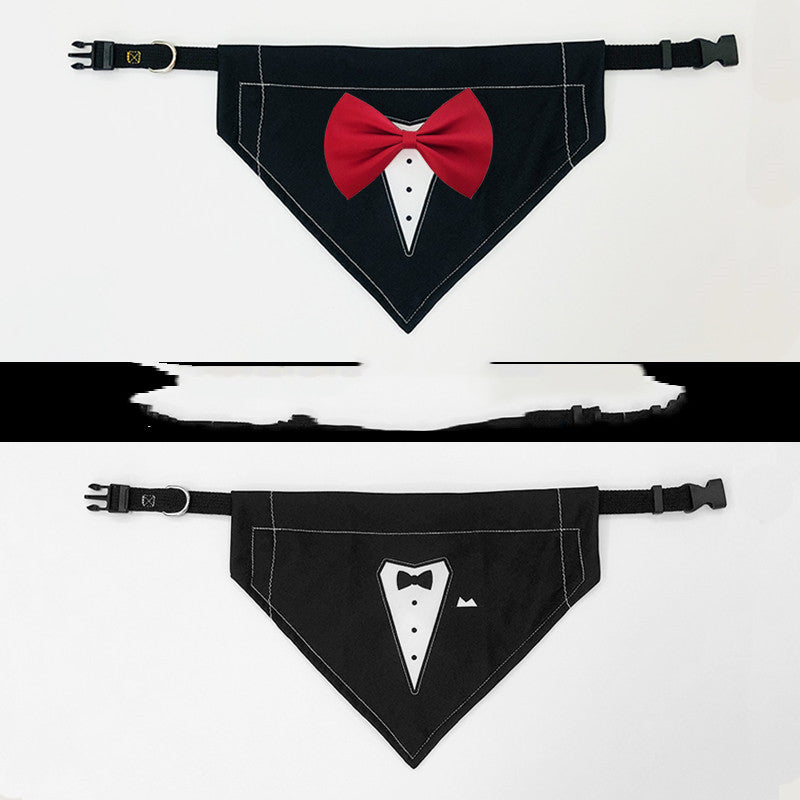 Dog Gentleman Bow Tie | Adjustable Polyester Dog Bow Tie Wine Red Double sided / L bow