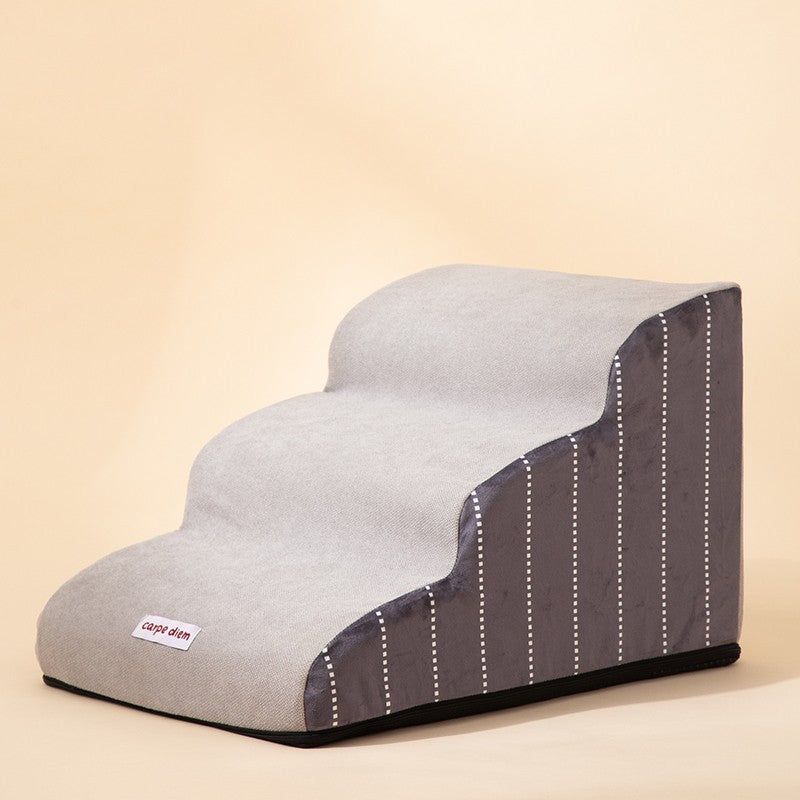 4 Step Removable Dog Stairs | Corduroy And Sponge Dog Ladder Grey third order home