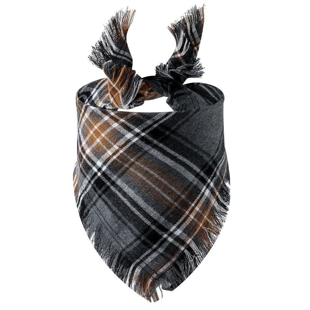 Plaid Tassel Triangle Scarf: Stylish Casual Dog Bandana 5Style / M Accessories