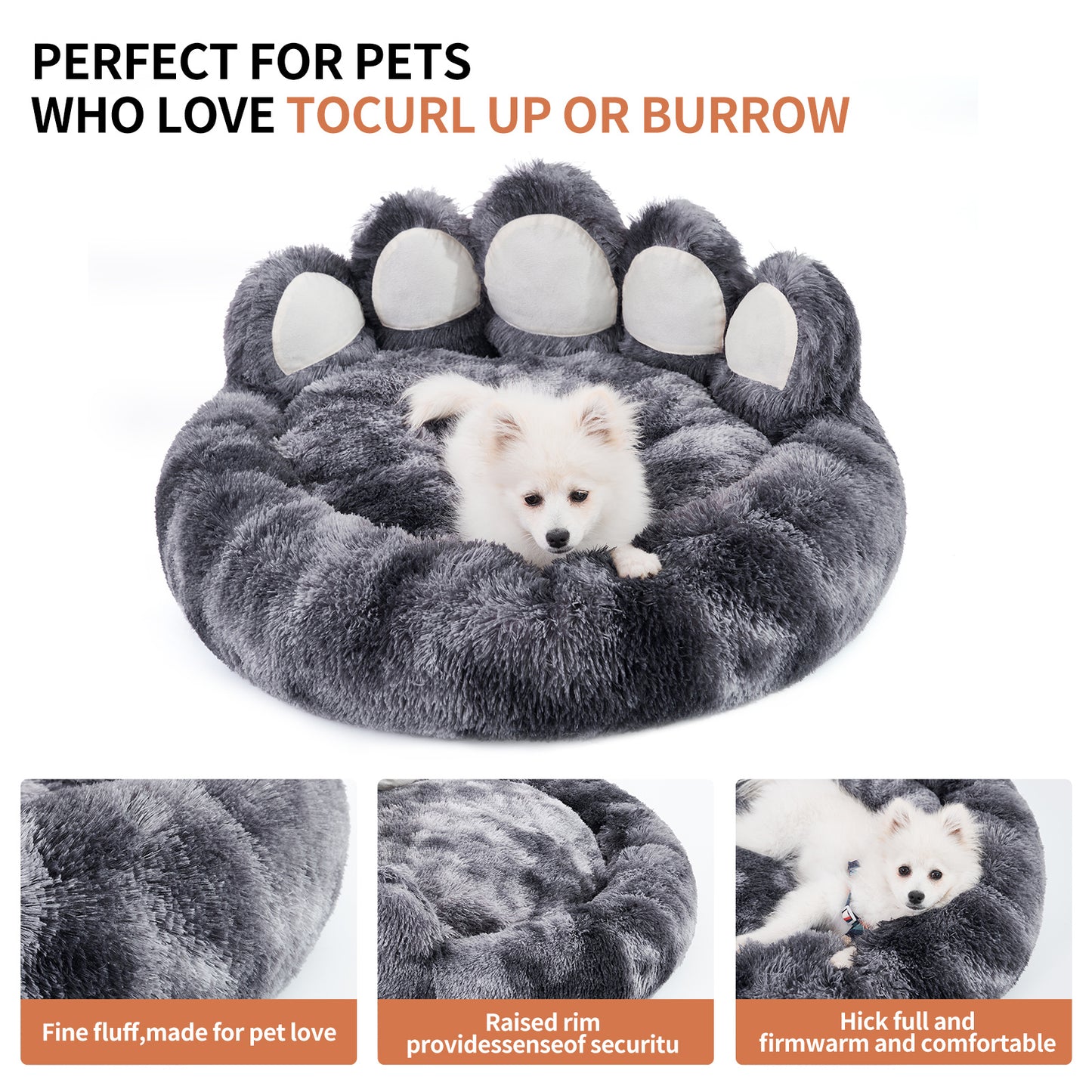 Cute Bear Paw Plush Dog Bed | Cozy And Calming Mat for Small/Medium Dogs beds