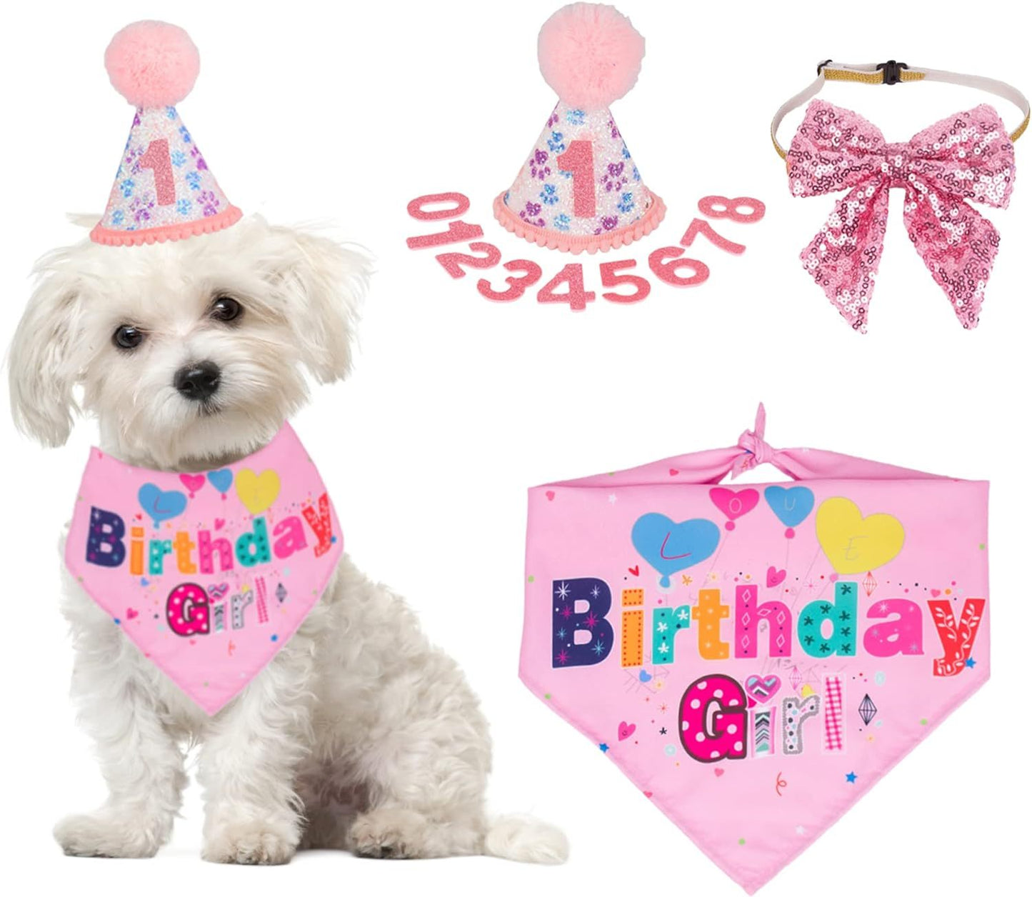 Deluxe Dog Birthday Party Set: Customizable Dog Hat Bandana And Bow Tie for Dog’s Birthdays birthday