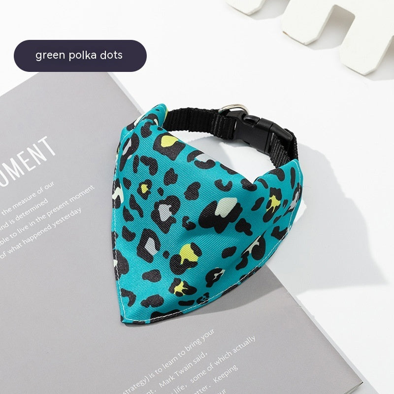 Dog Bandana and Saliva Towel Available in Different Patterns Green Polka Dot Saliva Towel / L Accessories