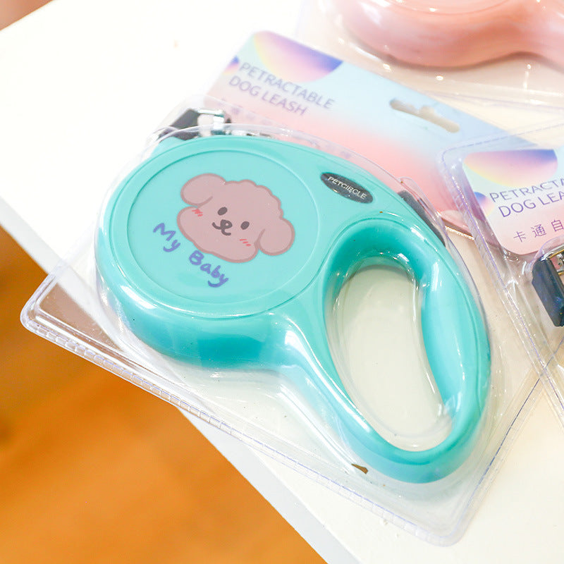 Cartoon Retractable Dog Leash 5m Long Dog Traction Belt Accessories