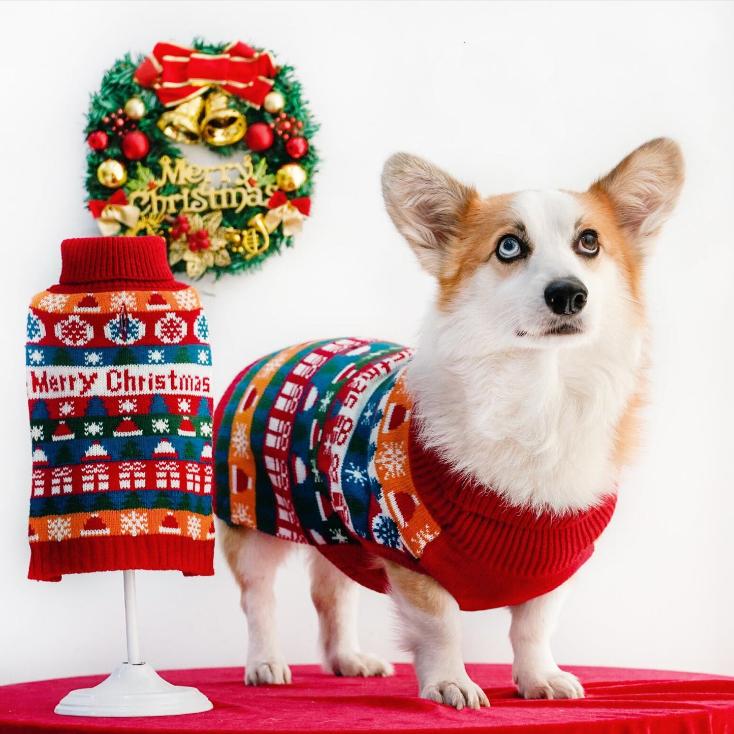 Cozy Pet Dog Christmas Turtleneck Sweater Wool Holiday Dog Apparel christmas