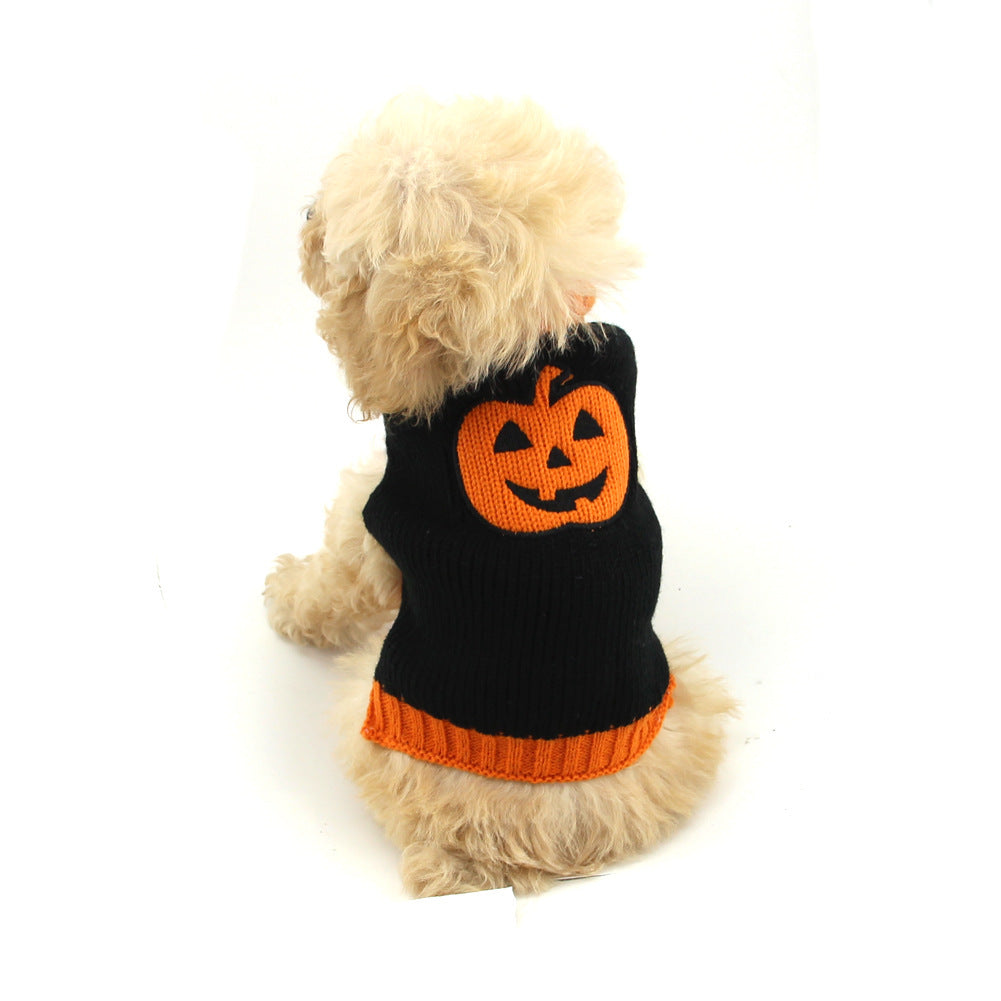 Pet Halloween Dog Knitted Pumpkin Sweater: Acrylic Dog Halloween Costume Accessories