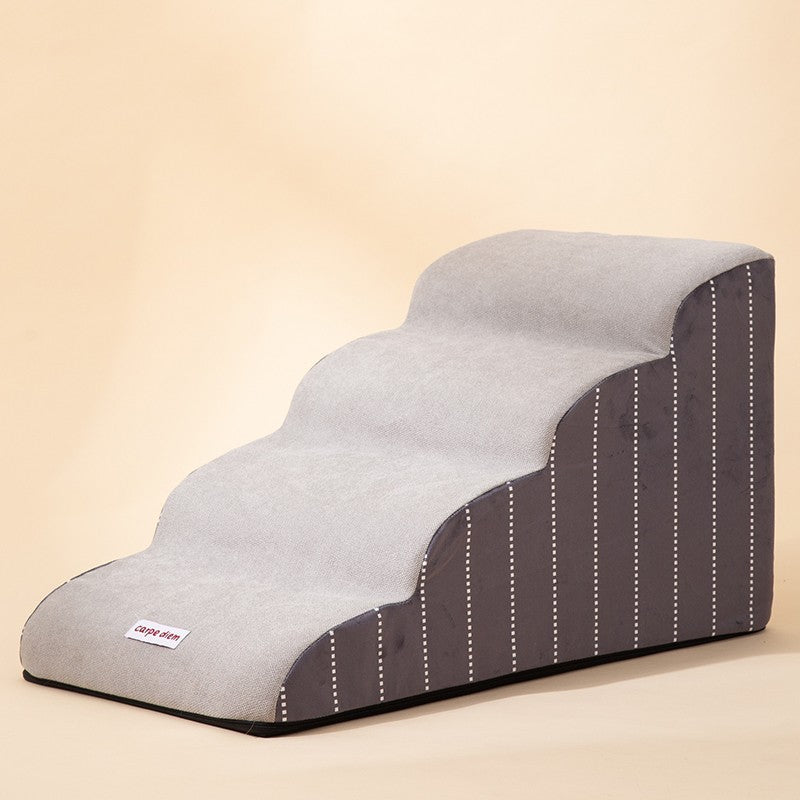 4 Step Removable Dog Stairs | Corduroy And Sponge Dog Ladder Grey fourth order home