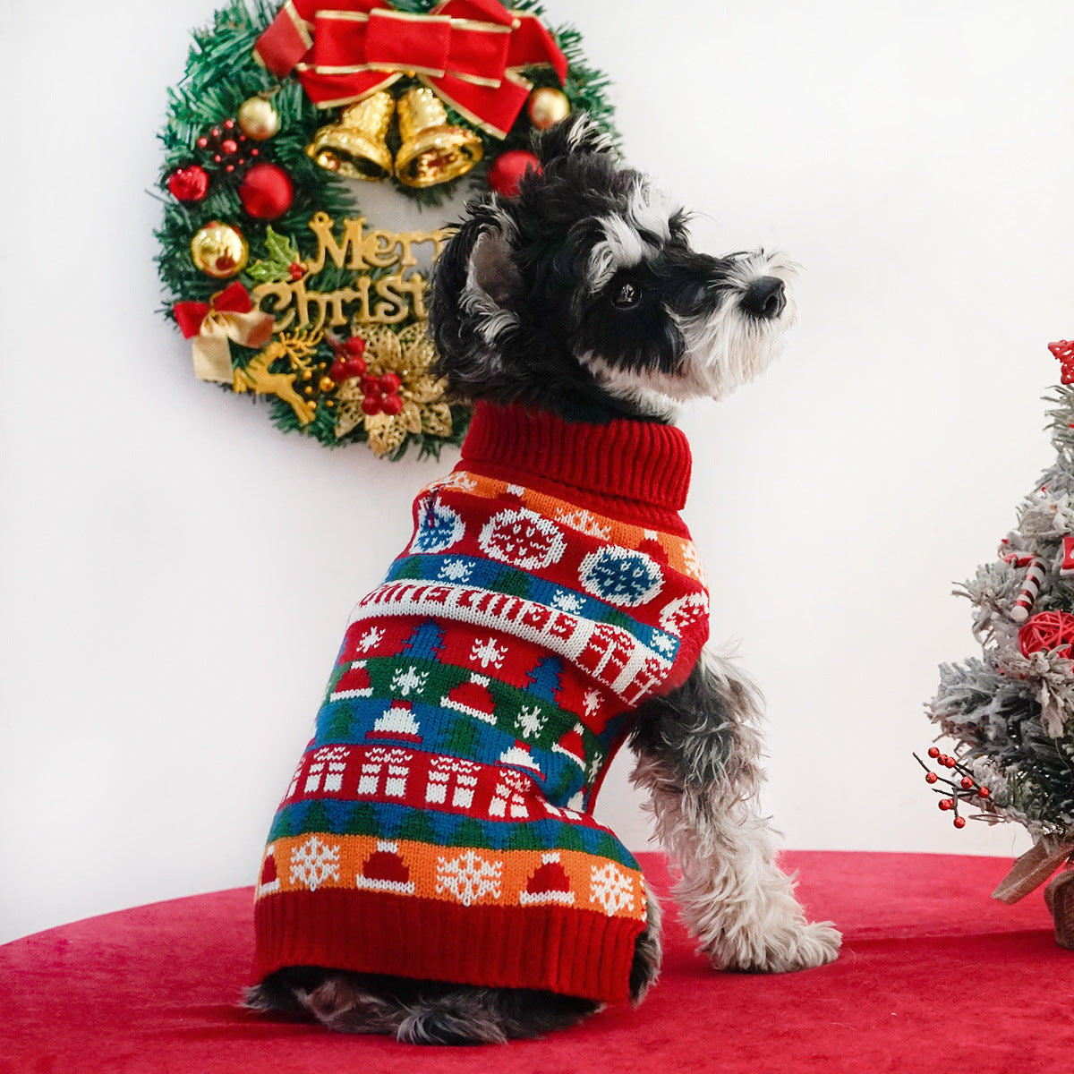 Cozy Pet Dog Christmas Turtleneck Sweater Wool Holiday Dog Apparel Color / S christmas