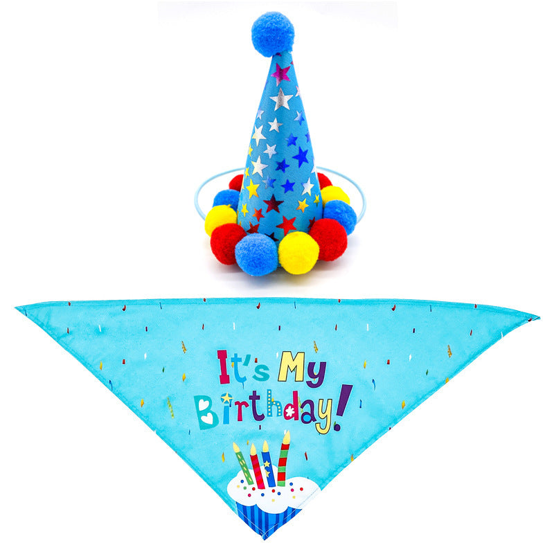 Pet Dog And Cat First Birthday Party Triangle Party Accessories for Dogs Blue birthday