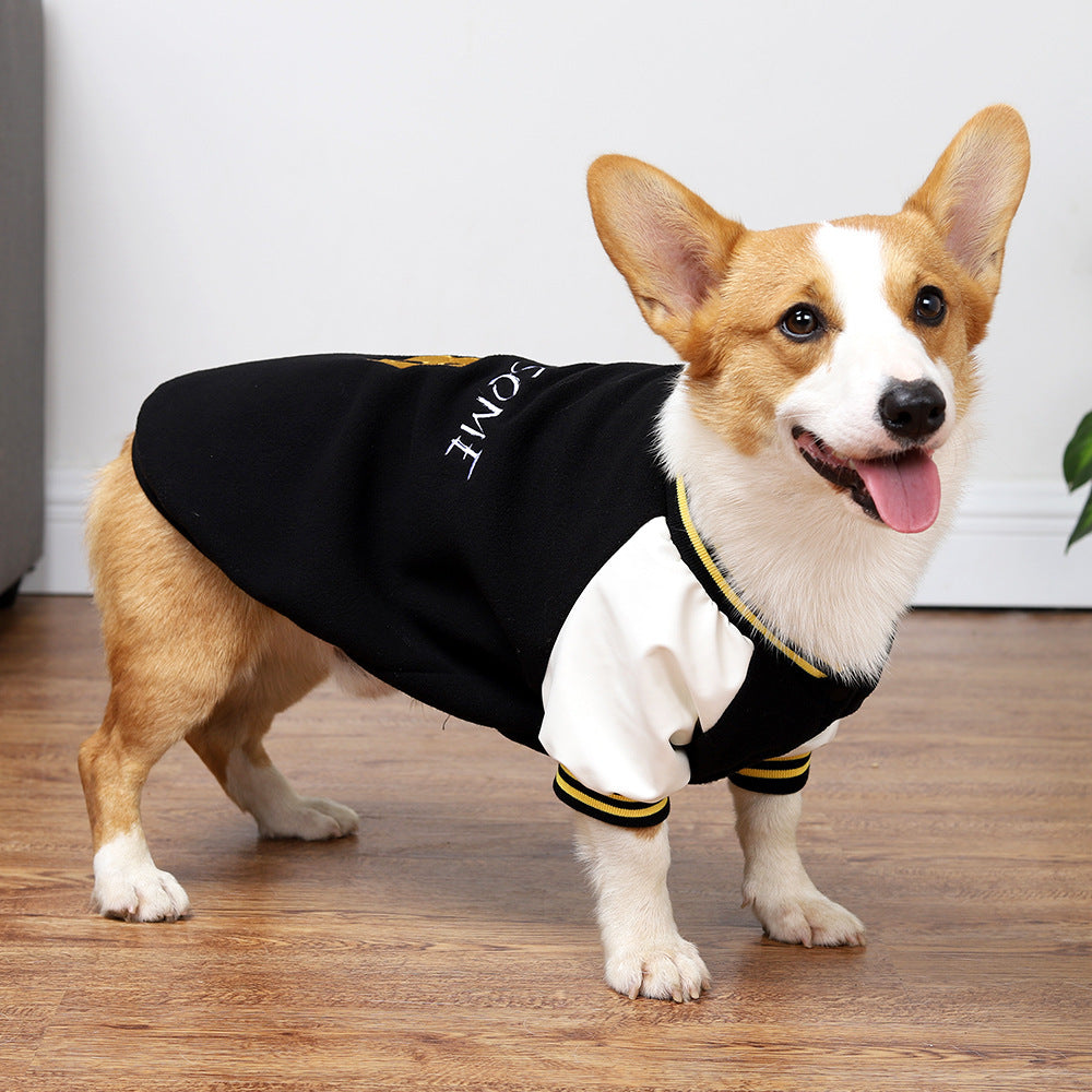 Baseball Style Dog Sweater: Red And Black Polar Fleece for Medium to Large Dogs Accessories