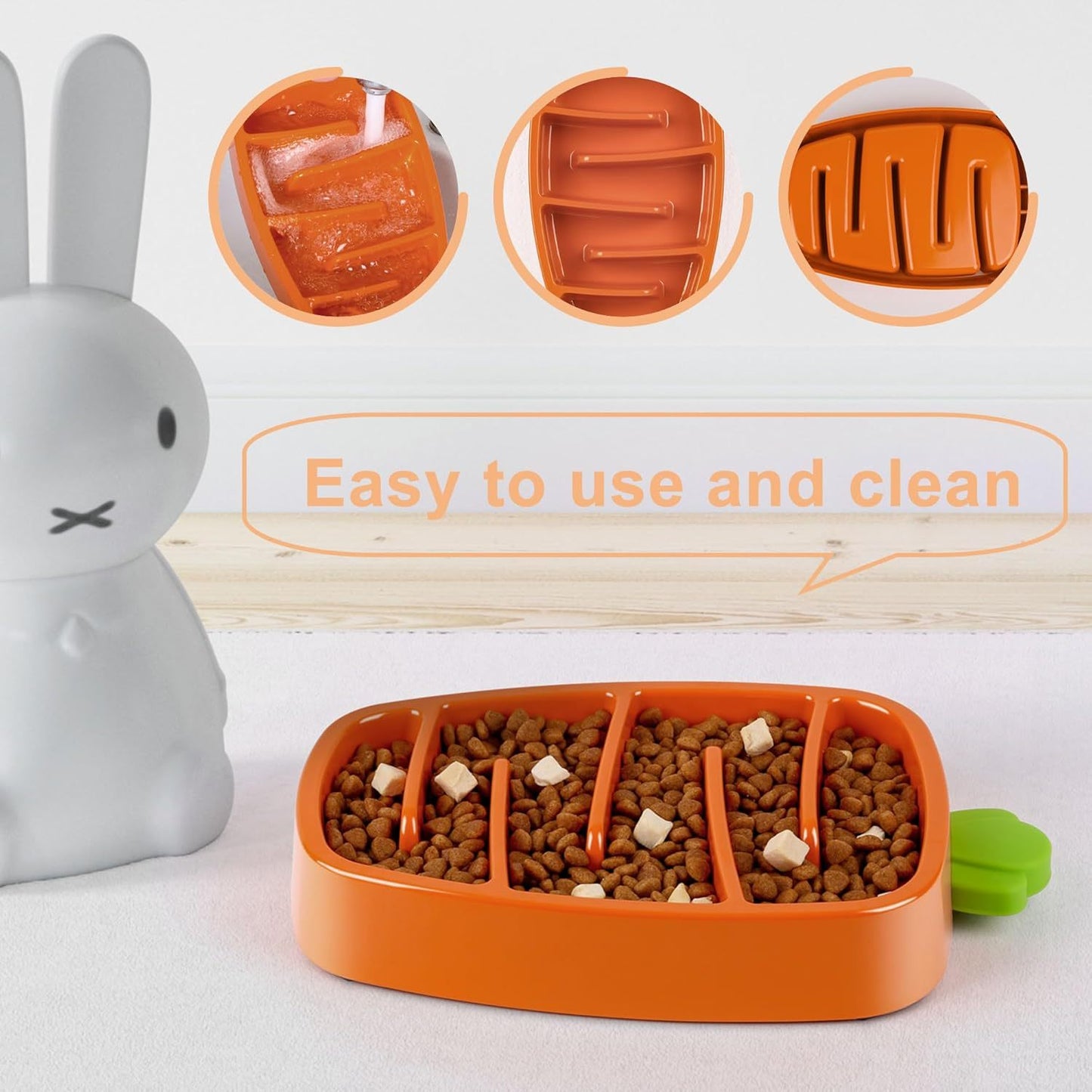 Carrot Design Slow Feeder Dog Bowl | Non Slip Dog Dish for All Dogs home