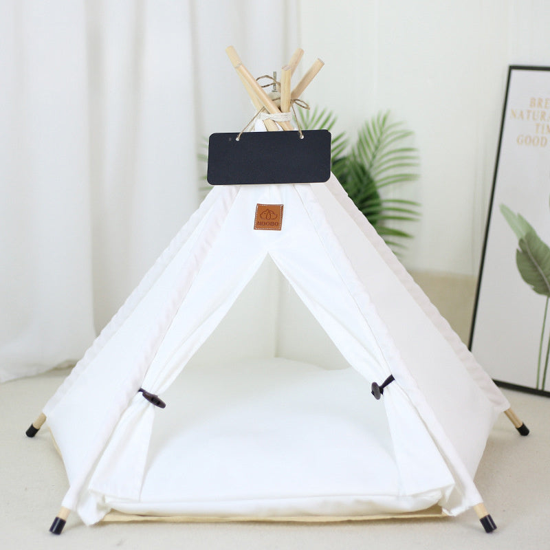 Portable And Washable Dog Teepee Tent | Indoor Dog House with Cushion White without ball / L beds