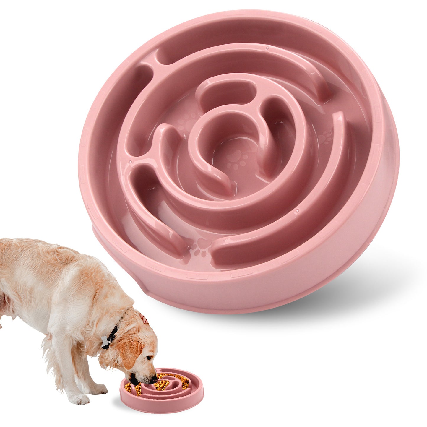 Silicone Slow Feeder Dog Bowl | Anti Bloat Puzzle Dog for Healthy Digestion Pink food