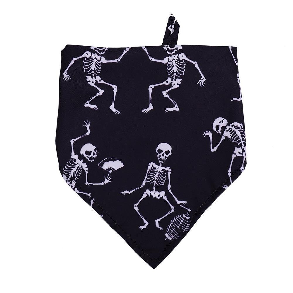Halloween Dog Slobber Scarf: Polyester Skull Print Dog Halloween Bandana 1 Style / M Accessories