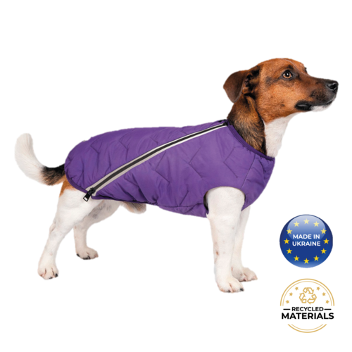 Eco-Friendly Waterproof Dog Rain Jacket with Reflective Zipper - L / Purple - Pets