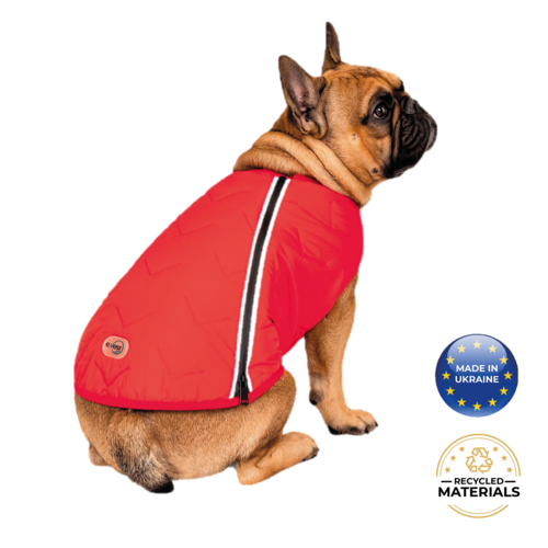 Eco-Friendly Waterproof Dog Rain Jacket with Reflective Zipper - M / Red - Pets