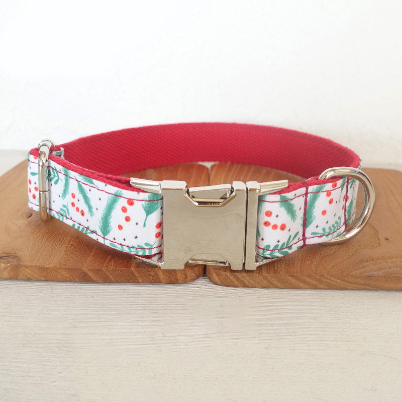 Christmas Leaf Dog Collar Adjustable Polyester Dog Accessory christmas