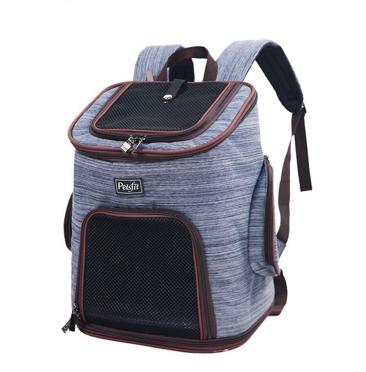 Dog Backpack Carrier For Travelling | Hands-Free Travel Bag for Small Size Dogs - Blue - Dog Travel Essential