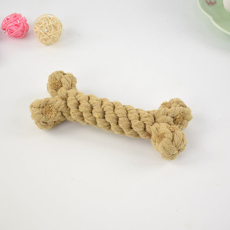 Durable Cotton Rope Bone Dog Toy Bite Resistant for Dog Play Brown Accessories