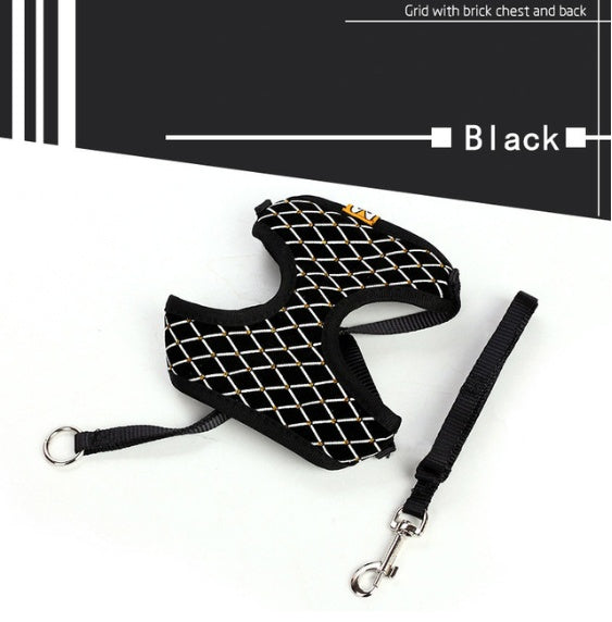 Adjustable Mesh Dog Harness And Leash Set: Padded And Breathable Dog Vest - Black / L - Accessories