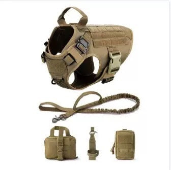 Nylon Tactical Dog Harness Vest with Leash And Pouches | Waterproof Dog Harness - outdoor
