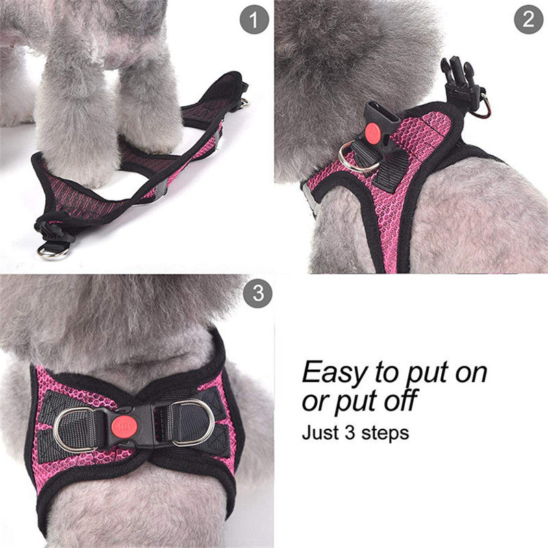Reflective Nylon Dog Harness and Leash Set for Night Walks - Accessories