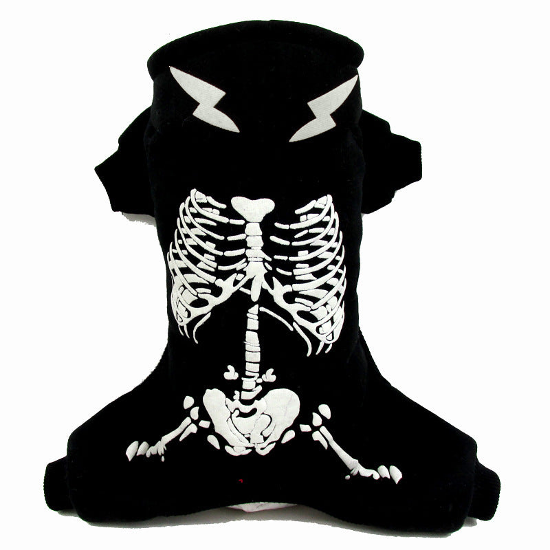 Halloween Dog Skull Print Pattern Clothes: Luminous Skeleton Dog Sweater Accessories