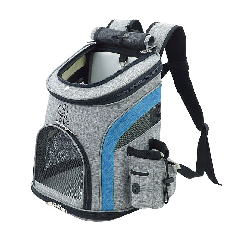 Ventilated Dog Backpack Carrier | Hands-Free Travel Bag for Small Dogs - Blue M - Dog Travel Essential
