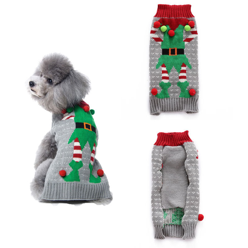 Christmas Pompom Dog Sweater European and American Style Pet Dog Apparel Grey / L christmas