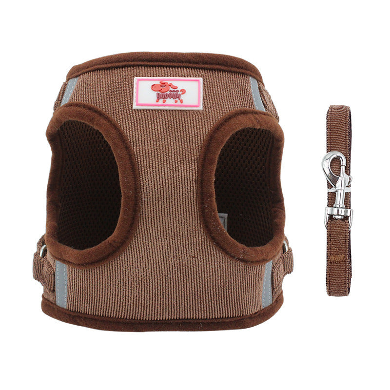 Reflective Dog Vest Harness And Leash Set | High-Visibility Dog Vest - Brown / L - coats