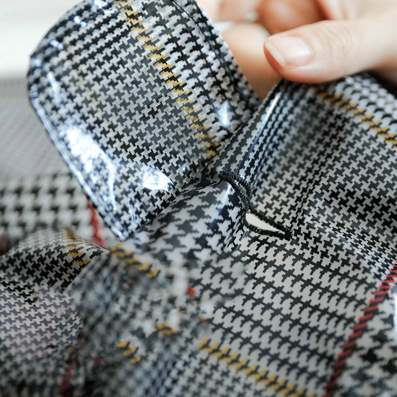 Plaid Dog Raincoat: Tear-Resistant Two-Legged Dog Waterproof Jacket in Grey - Accessories