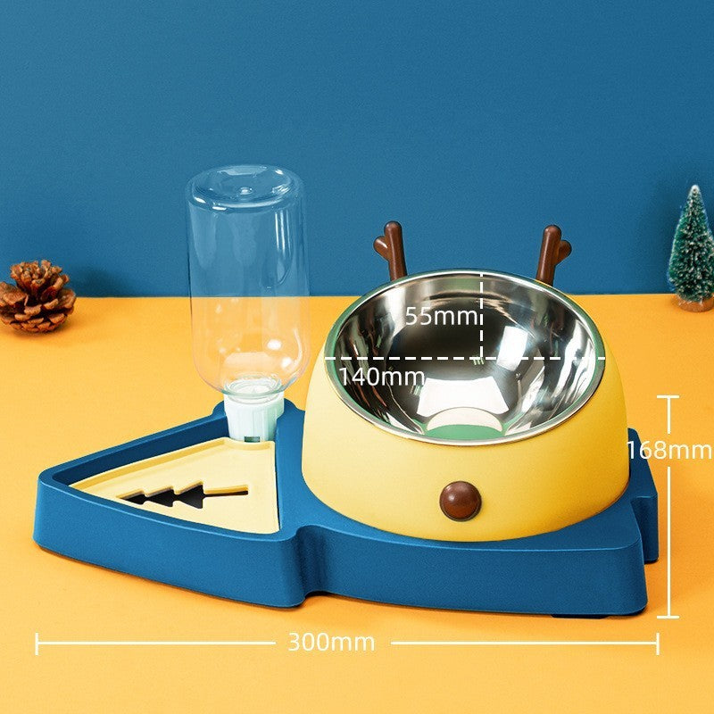 3 in 1 Slow Feeder Dog Bowl with Automatic Water Dispenser Yellow food
