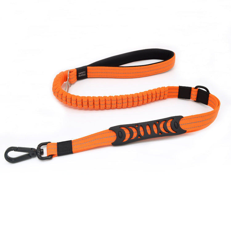 Bungee Dog Leash with Reflective Stitching | Retractable Dog Traction Rope - Orange / L - Dog Collars & Leashes