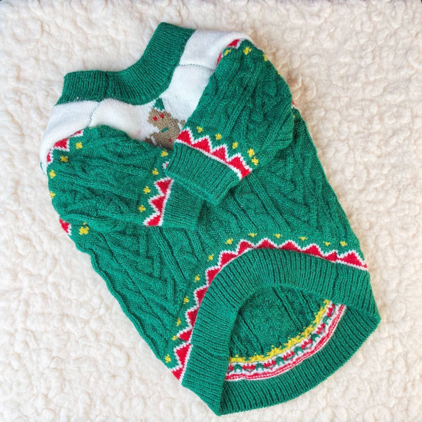 Christmas Style Wool Dog Sweater Red and Green Dog Apparel Green Sweater / L beds