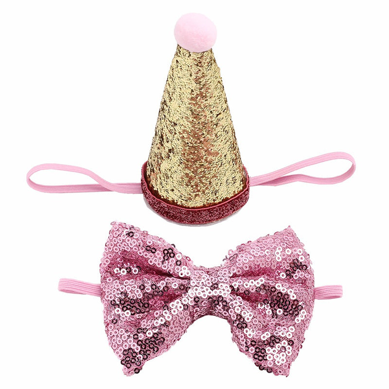 Sequin Solid Color PU Dog Bow Tie | Puppy And Small Dog Accessory Pink bow