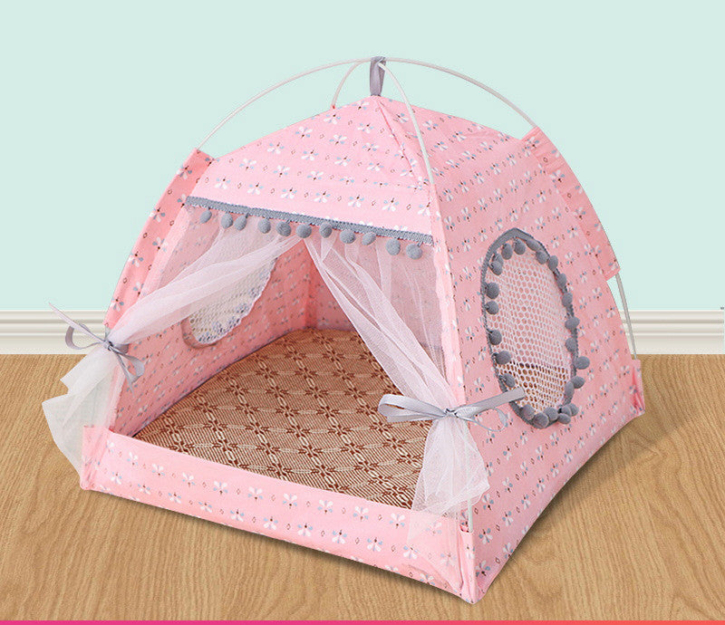 4 Season Dog Tent And Bed | Versatile Dog House with Removable Cushion Pink / L beds