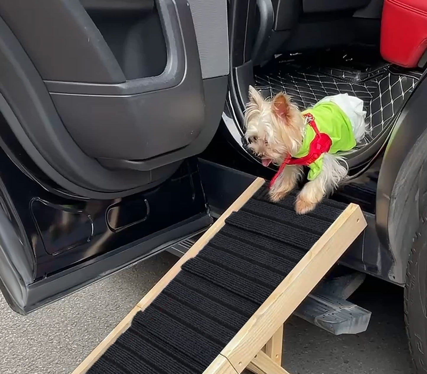 Adjustable Wooden Dog Ramp And Stairs | Foldable Dog Ladder Log Color / Customizable home