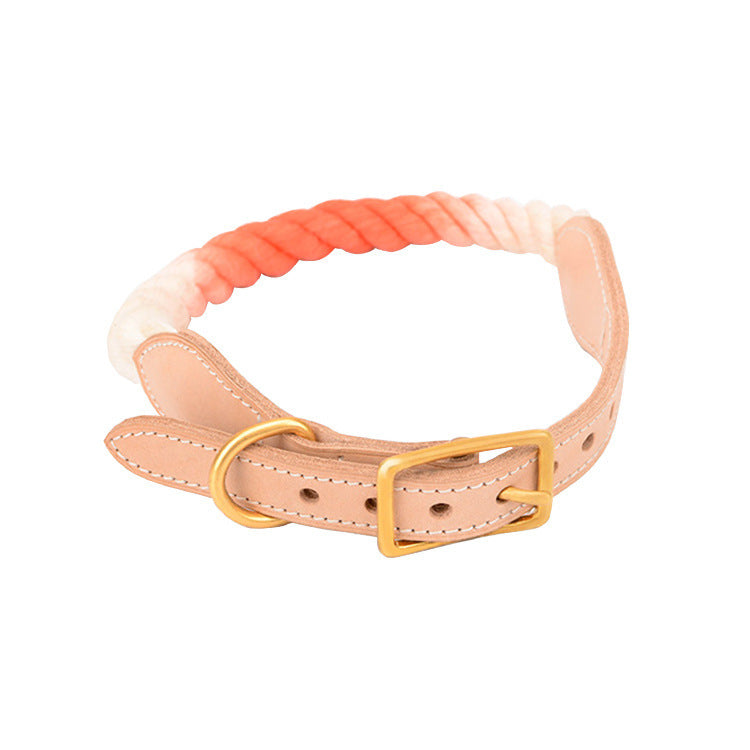 Adjustable Gradient Leather And Cotton Dog Collar | Comfortable Collar for Dogs Orange / L Accessories