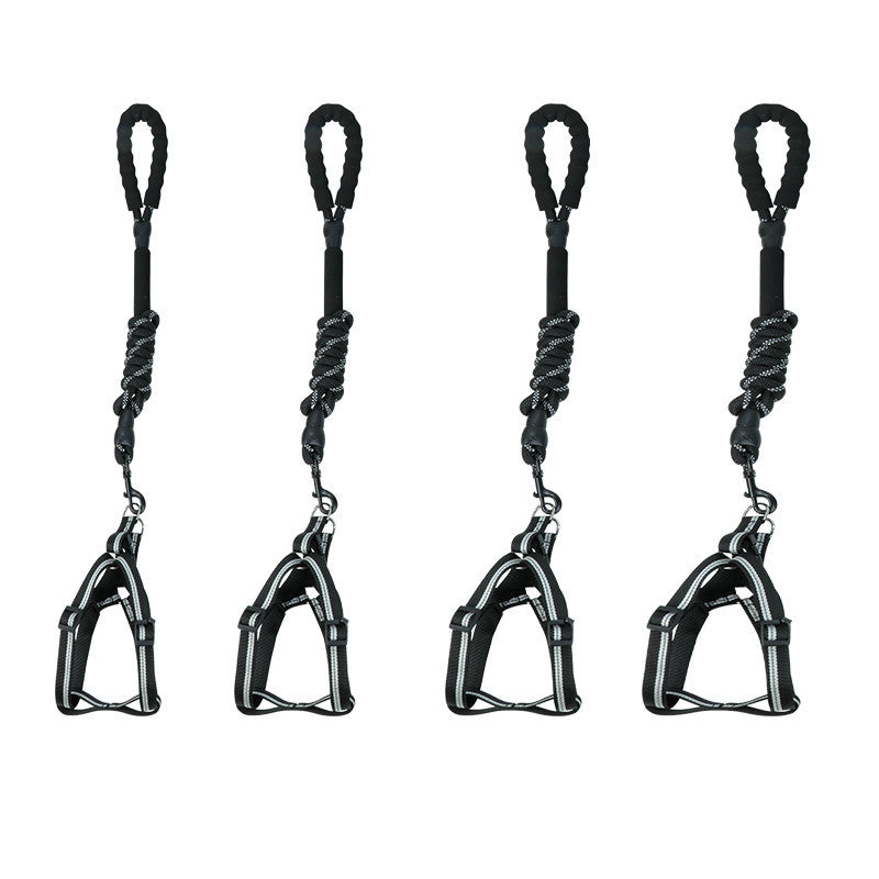 Reflective Nylon Dog Leash | Fixed-Length Dog Leash - Black / L / 1.5m - leash