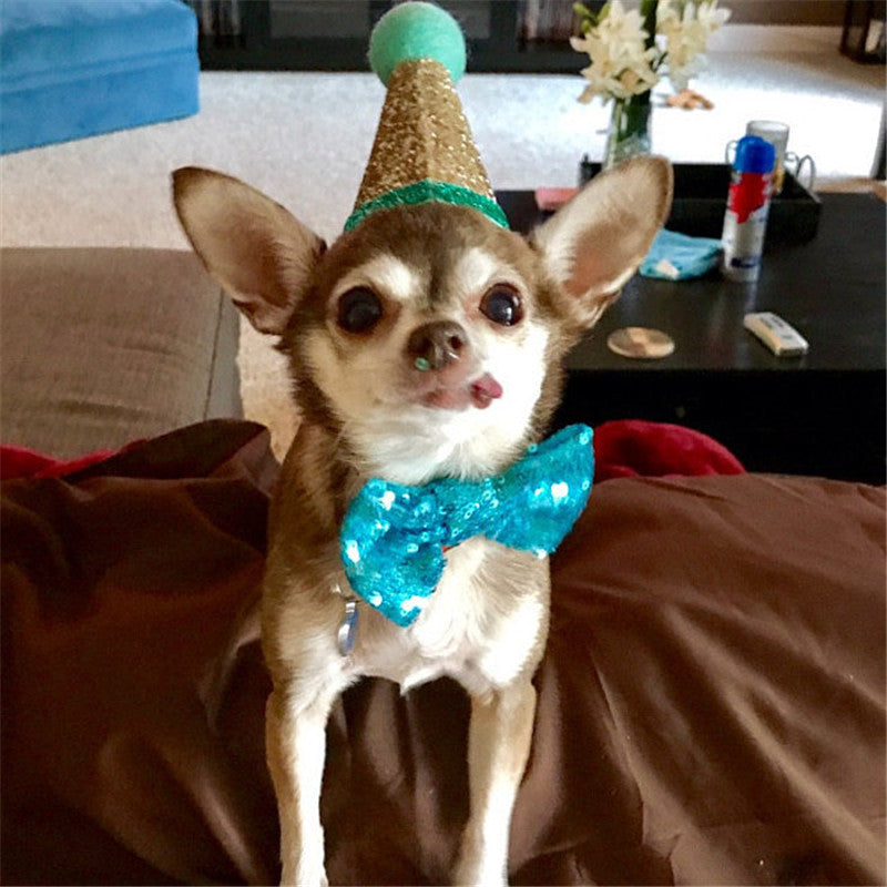 Sequin Solid Color PU Dog Bow Tie | Puppy And Small Dog Accessory bow