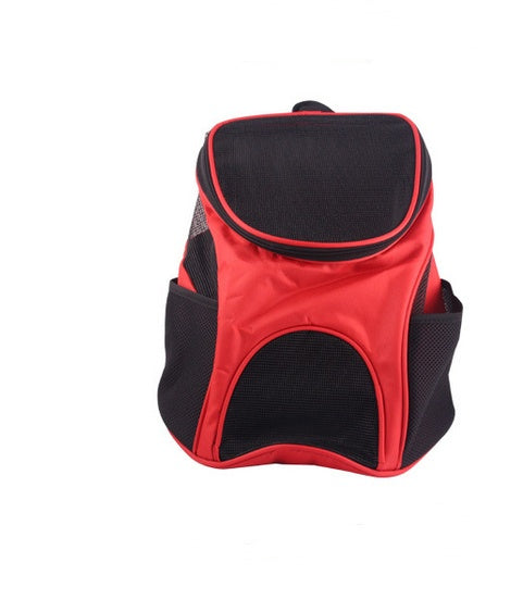 Breathable Oxford Dog Travel Backpack | Portable Mesh Carrier for Dogs - Red - travel