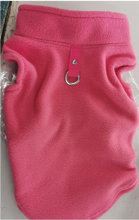 Dog Sweater: Red Fleece Sweater with Dog Print for Winter L / Pink Accessories