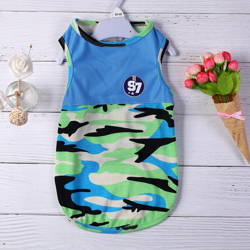 Summer Dog Vest | Hollow-Out Mesh Camo And Splicing Dog Apparel - Camouflage green / 3XL - outdoor