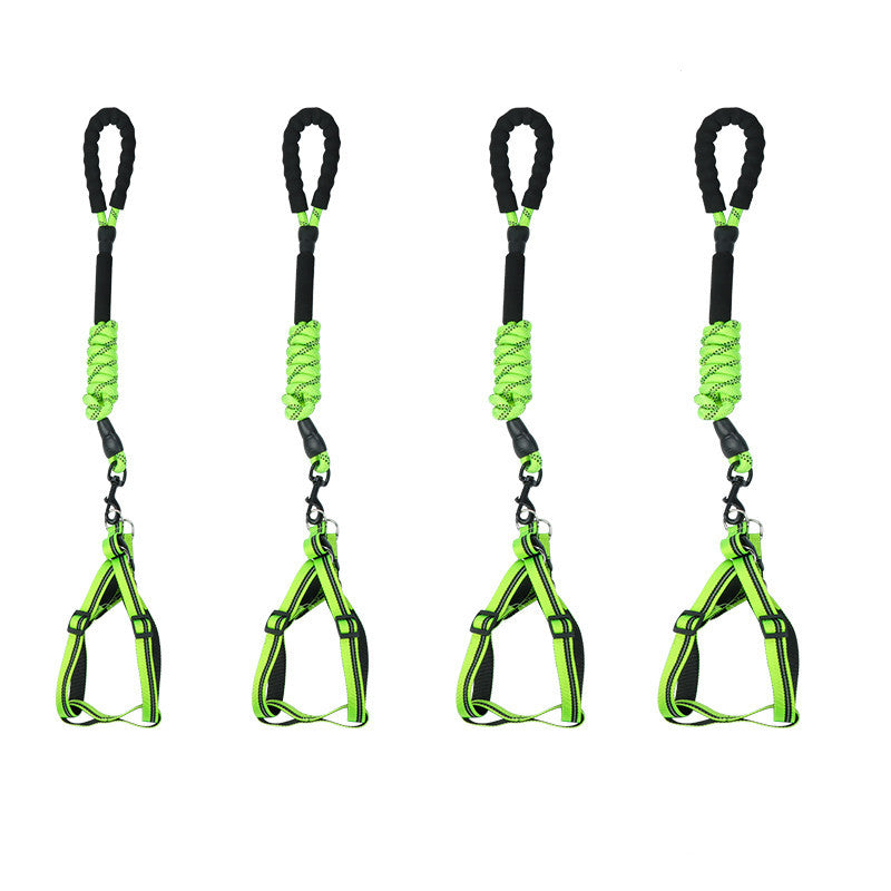 Reflective Nylon Dog Leash | Fixed-Length Dog Leash - Green / L / 1.5m - leash