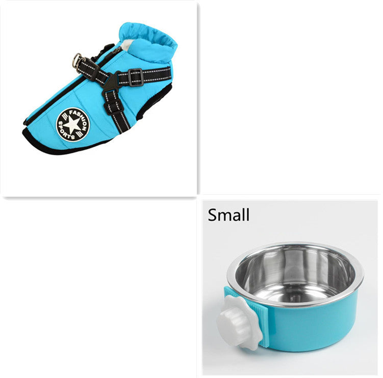 Waterproof Winter Dog Coat with Built-in Harness | Warm Dog Jacket - Baby blue / L - Accessories