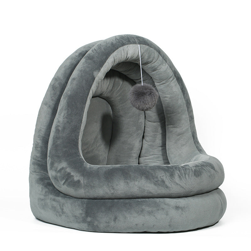Plush Yurt Dog Bed | Washable And Cozy Dog House for Small Dogs Grey / M house