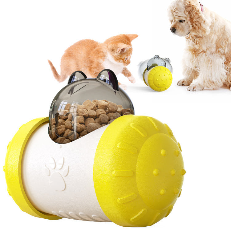 Interactive Treat Dispensing Dog Toy | Squeaky Wheel Feeder for Dogs Yellow home