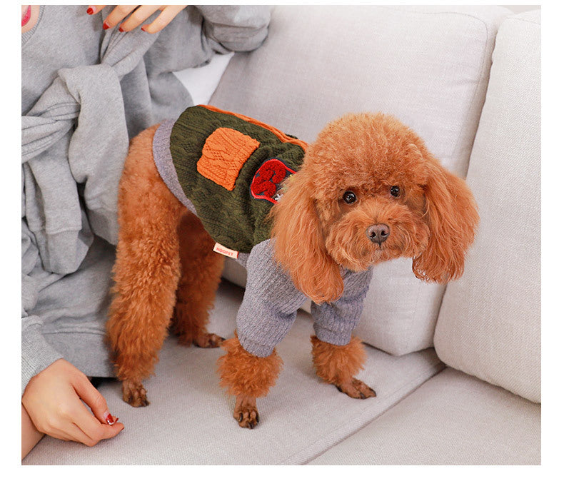 Two Toned Knitted Dog Sweater | Warm Cotton Dog Pullover Accessories