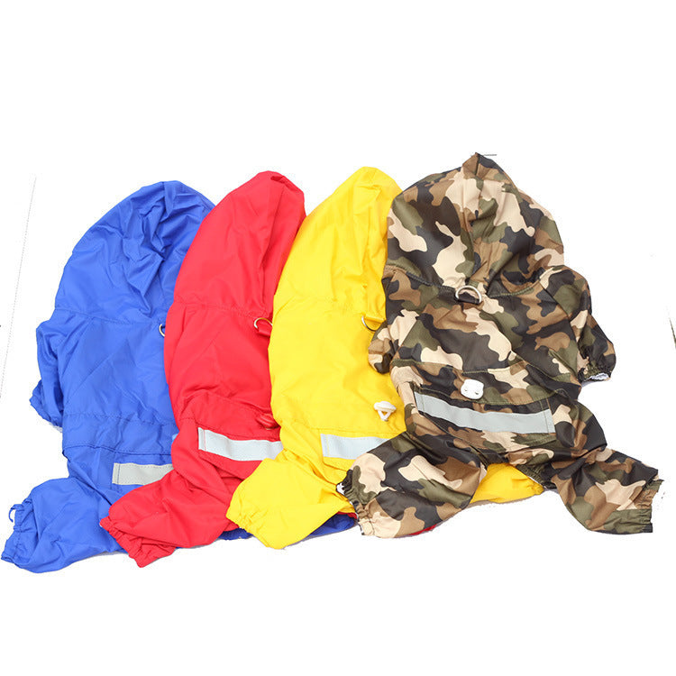 Four-Legged Dog Raincoat: Waterproof PU Dog Hooded Jacket - Accessories