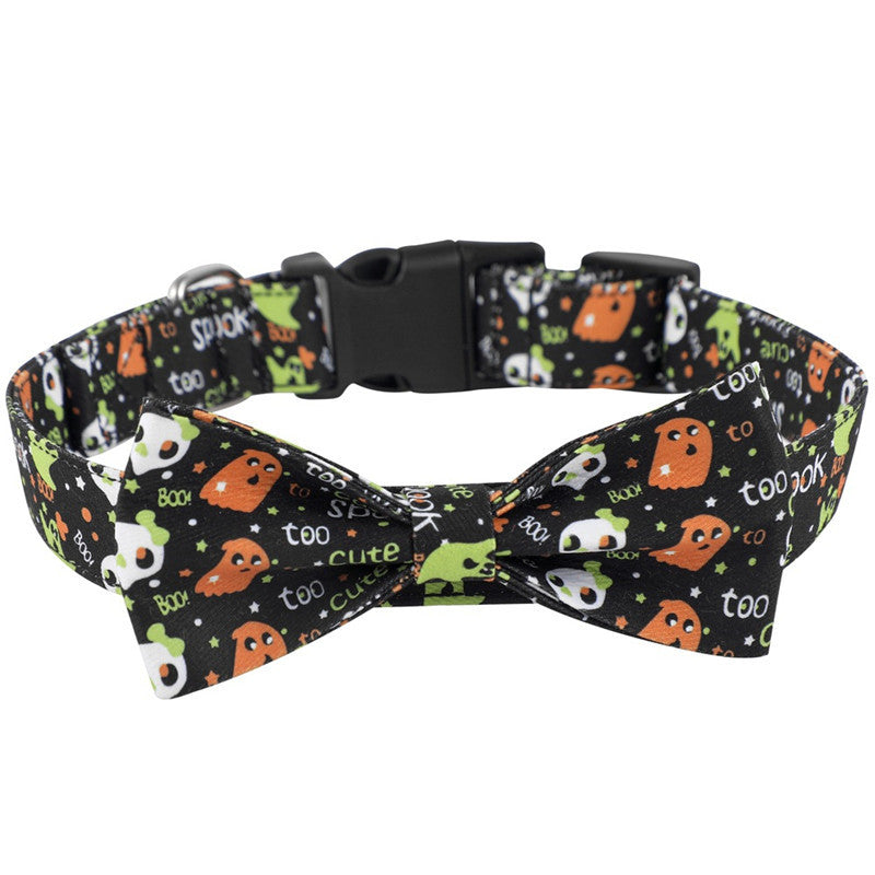 Halloween Dog Supplies: New Dog Collars with Cartoon Pumpkin And Bat Patterns Black / L Accessories